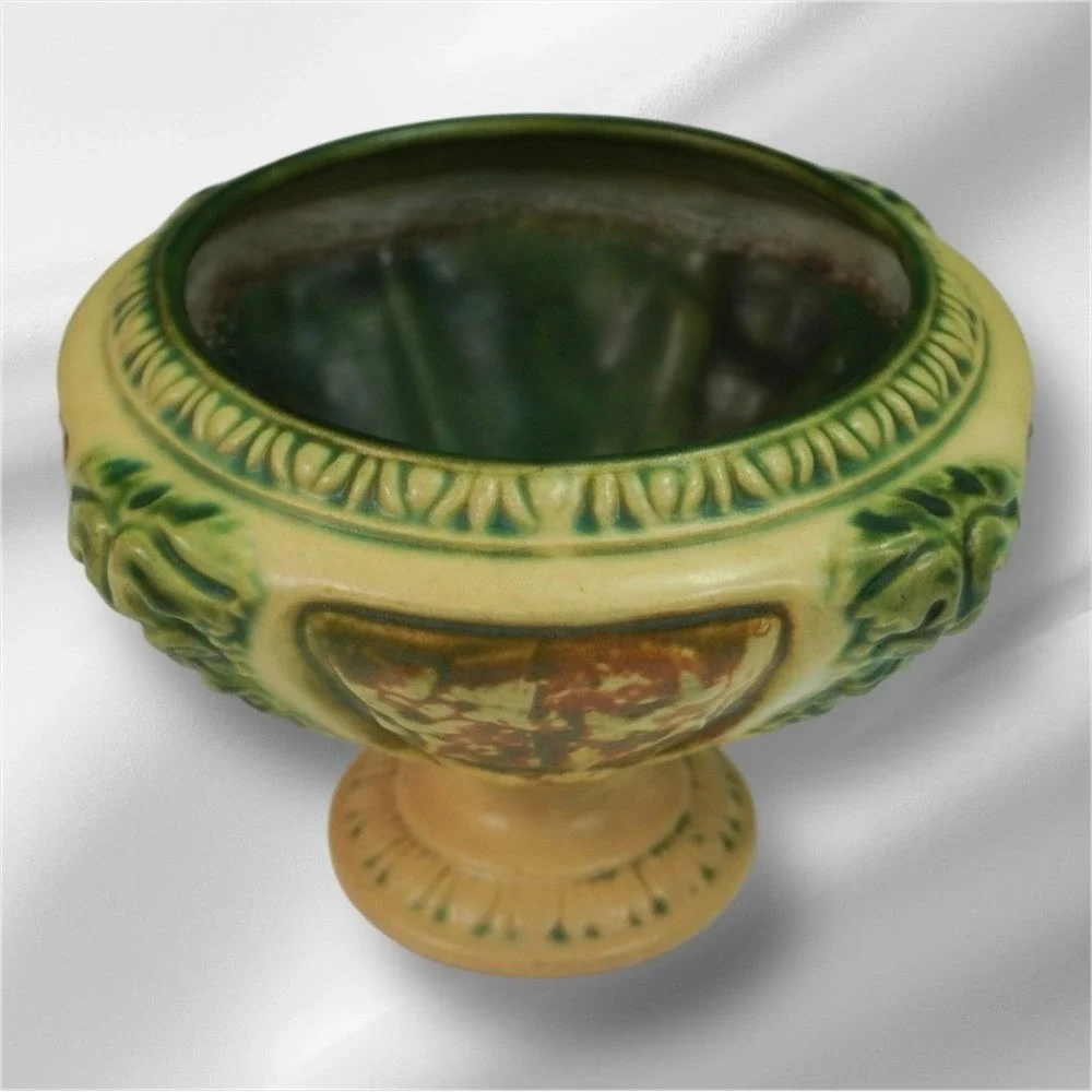 Roseville Pottery‎ Grape Pedestal Vase Compote Vintage 1930s Art Deco